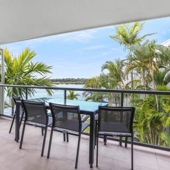 Noosa Shores Resort 2 bed Deluxe balcony overlooking the water