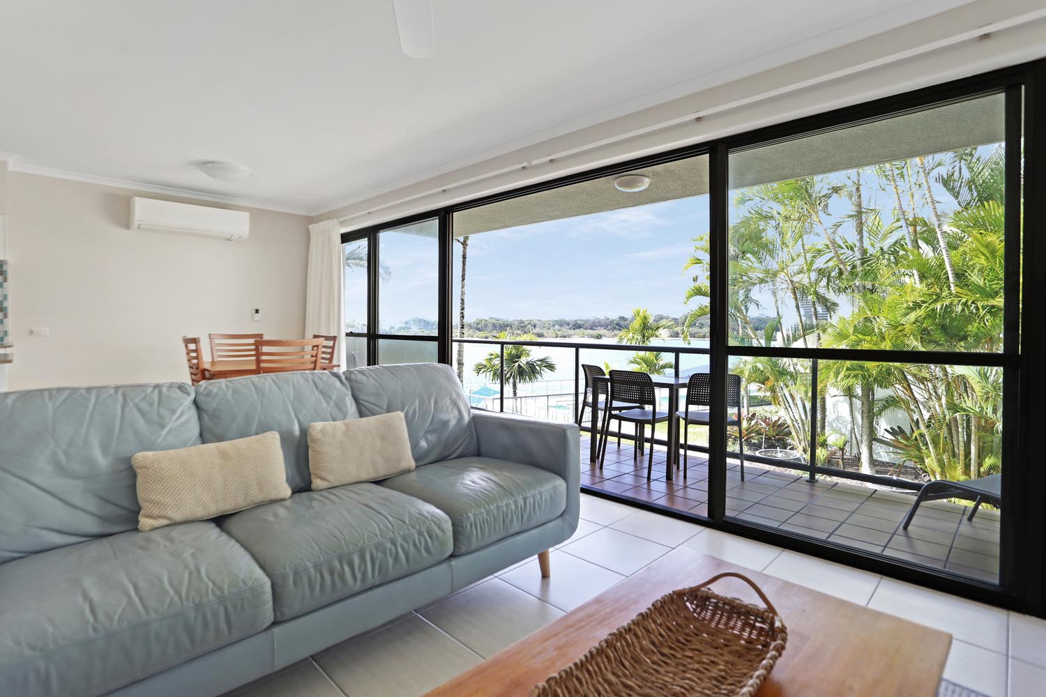 Noosa Shores Resort Standard loungeroom and water views
