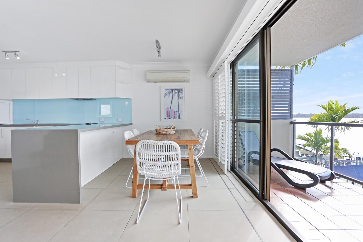 Noosa Shores Resort Superior living and balcony area overlooking the Noosa River